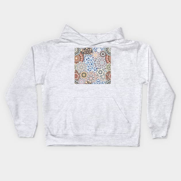 Seamless pattern with floral mandala Kids Hoodie by IrinaGuArt